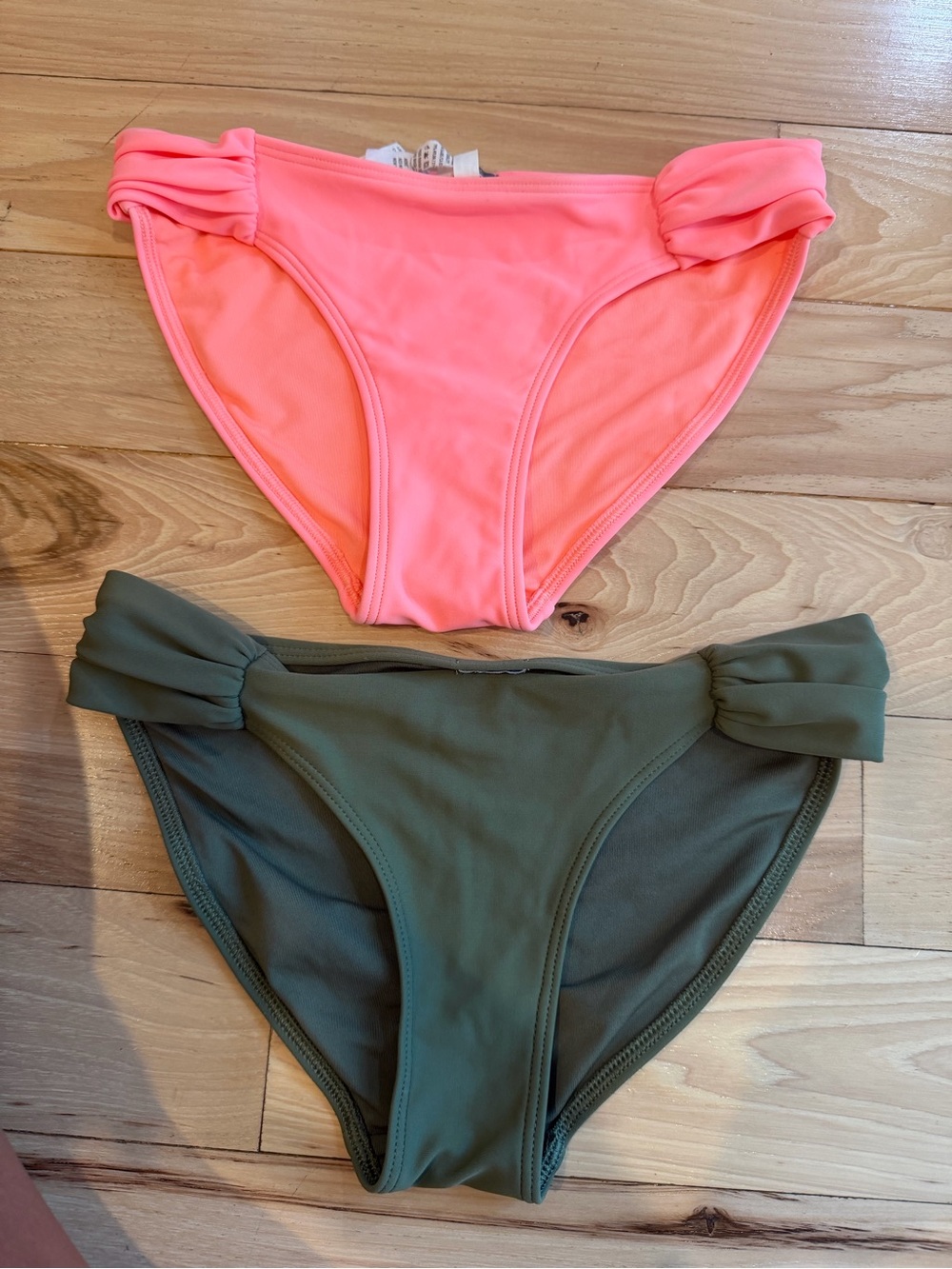 Aerie bikini bottoms (2) - army green and neon coral! Size XS!